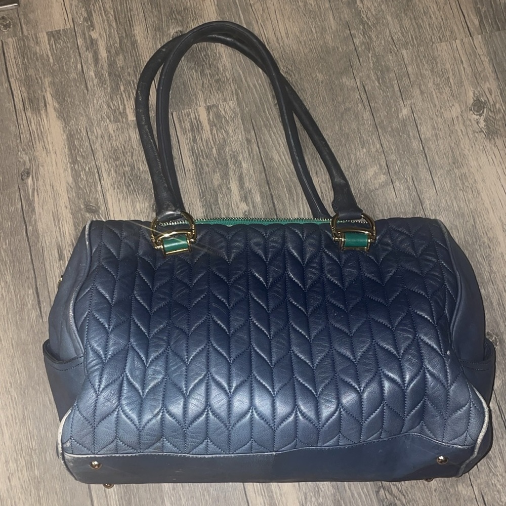 Ralph Lauren Blue Quilted Leather Zip Satchel - Picture 6 of 12